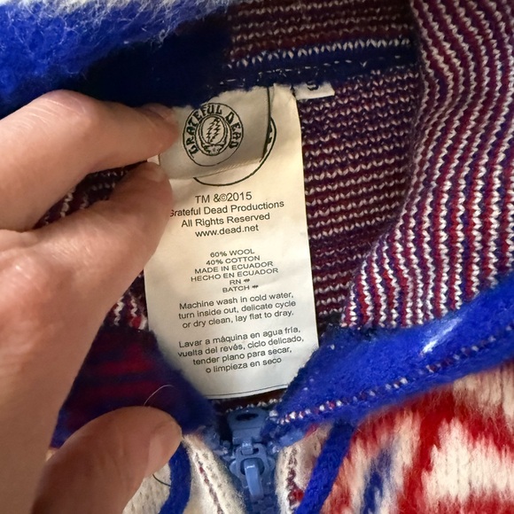 Grateful Dead Blue and Red Zip Up Sweater - Picture 2 of 3